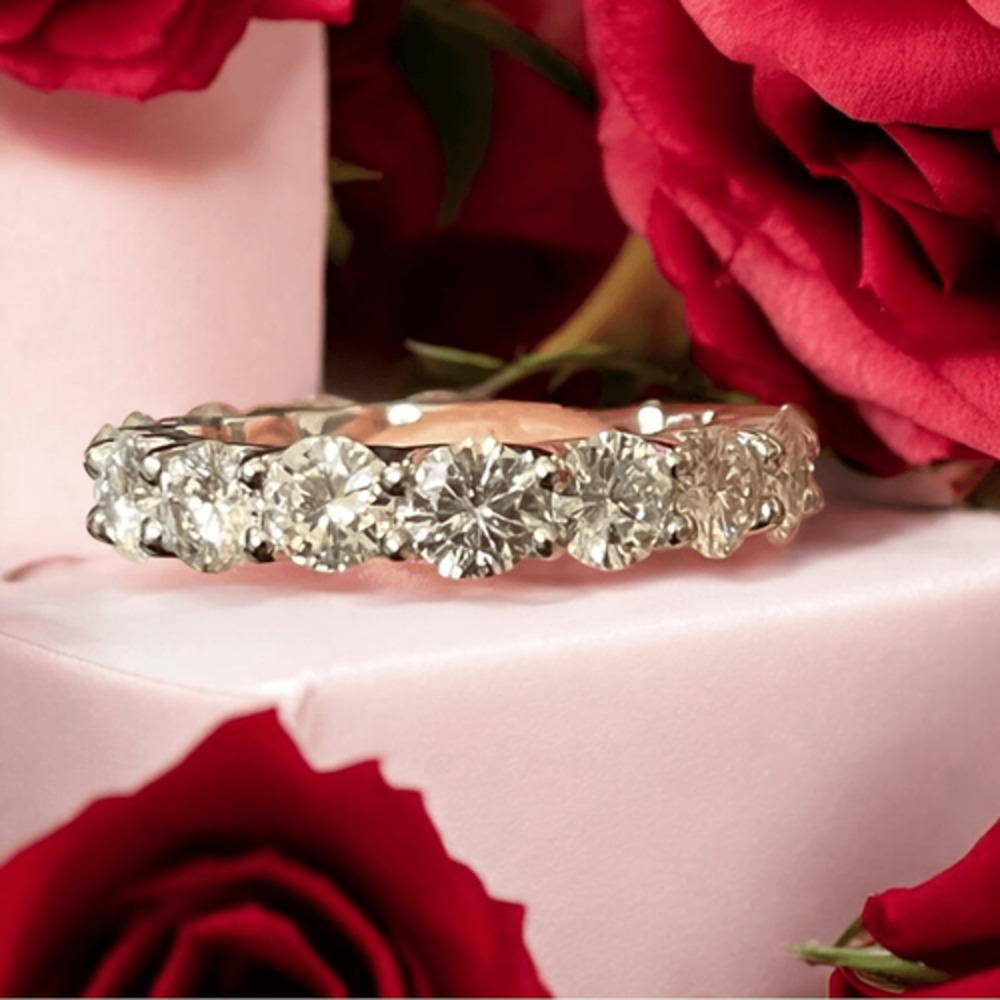 New Charles and Colvard 14k White Gold Moissanite Cushion Eternity Band 3.91 CT